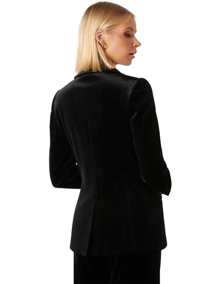 Victoria Velvet Blazer in Black image 2