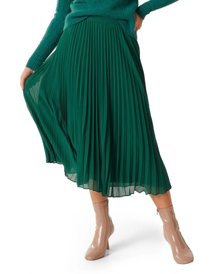 Hailee Pleated Skirt in Green image 1
