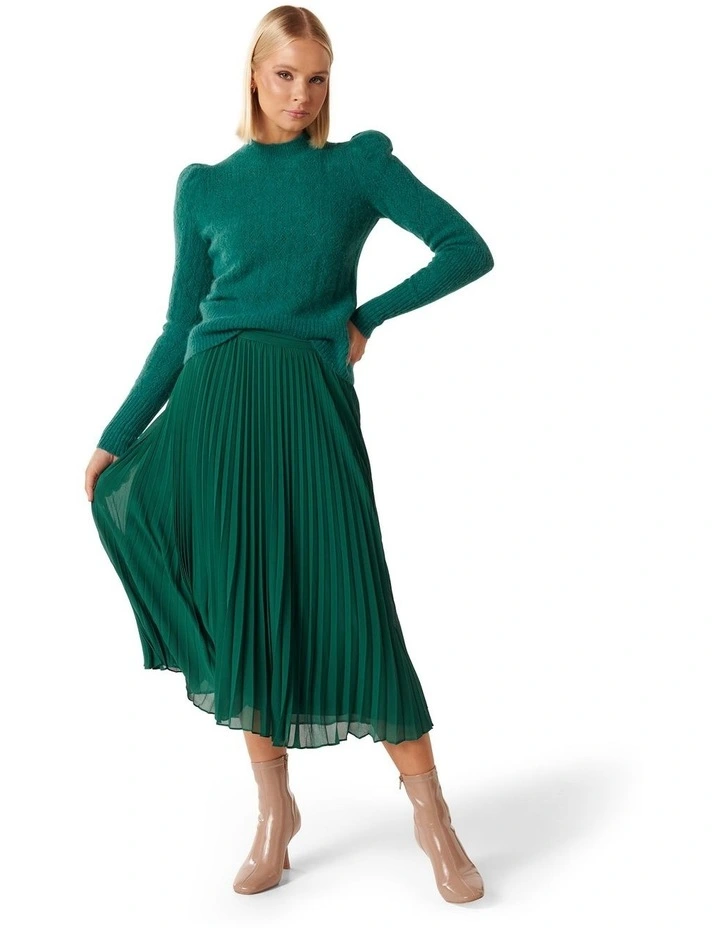 Hailee Pleated Skirt in Green image 5