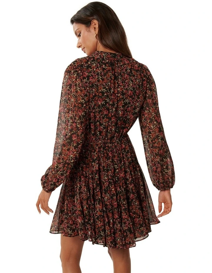 Kaycee Button Mini Dress in Black Multi image 2