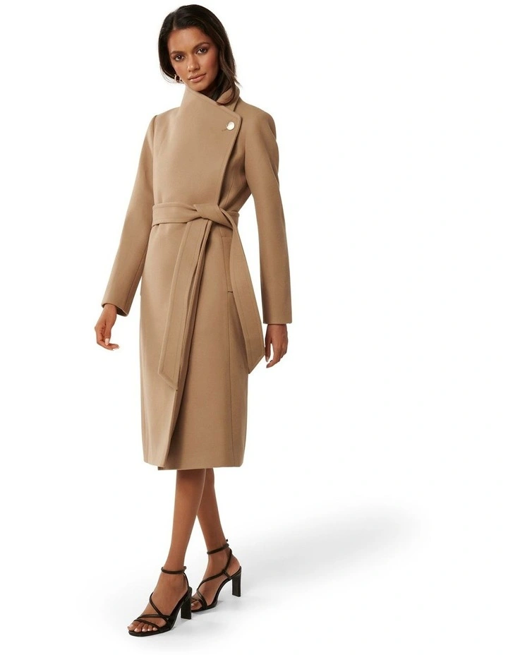 Bridget Funnel Neck Coat in Brown image 3