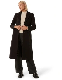 Baxter Single Breasted Longline Coat in Black