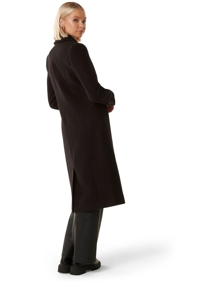 Baxter Single Breasted Longline Coat in Black image 2