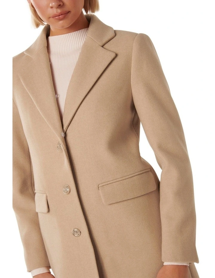 Lucinda Short Fur Collar Coat in Camel image 4