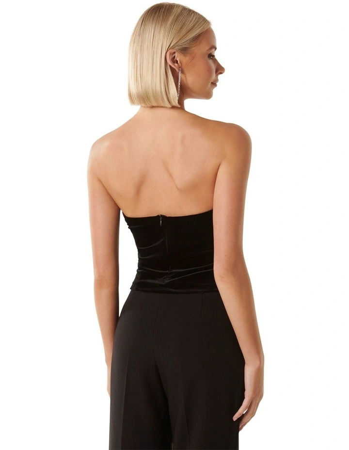 Yana Velvet Sweet Heart Bustier in Black image 2