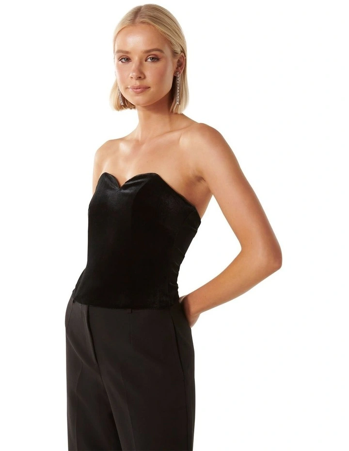 Yana Velvet Sweet Heart Bustier in Black image 3