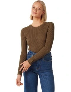Sienna Layering Rib Knit Top in Brown