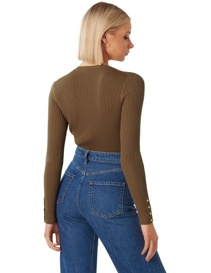 Sienna Layering Rib Knit Top in Brown image 2