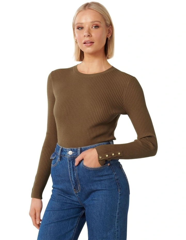 Sienna Layering Rib Knit Top in Brown image 3