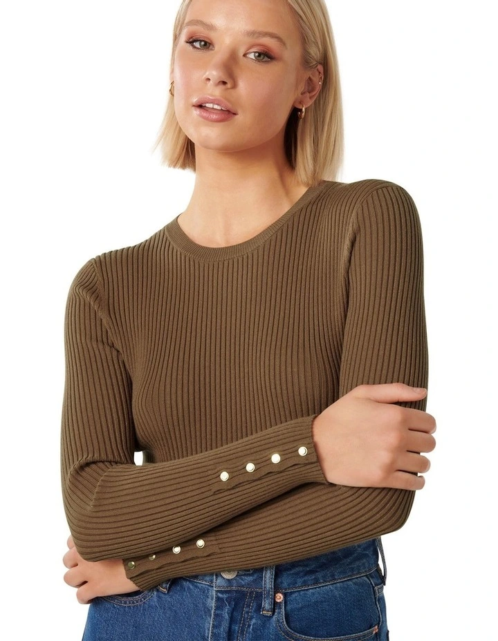 Sienna Layering Rib Knit Top in Brown image 4