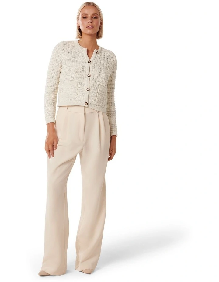 Chloe Textured Knit Cardigan in Cream image 5