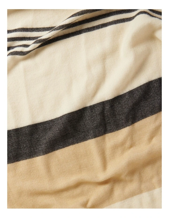 Dylan Large Stripe Scarf in Camel/Ivory/Black image 2