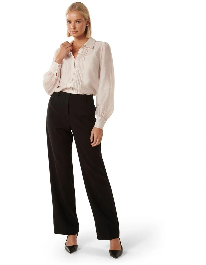 Hazel Pearl Button Pintuck Shirt in Cream image 5