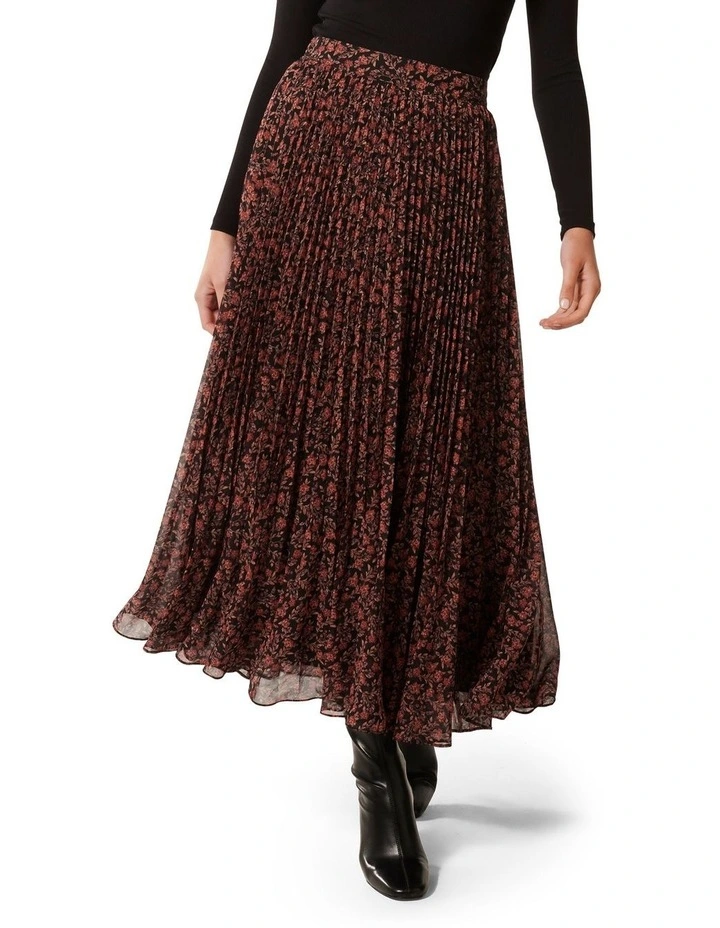 Aurora Pleated Skirt in Brown image 1