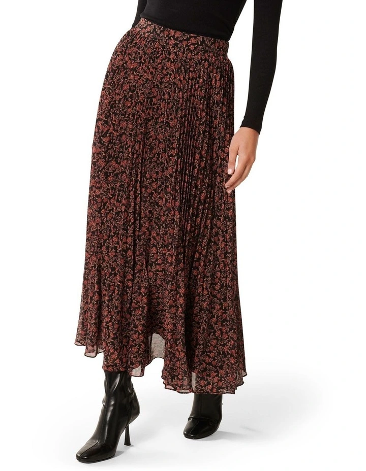 Aurora Pleated Skirt in Brown image 3