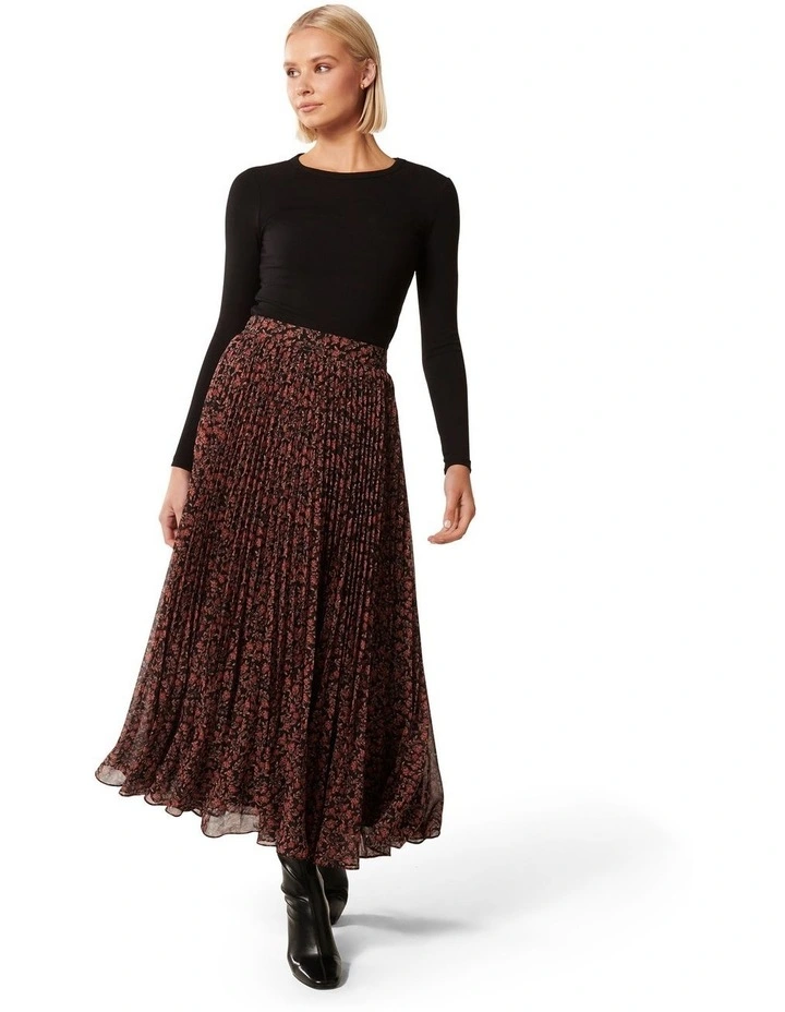 Aurora Pleated Skirt in Brown image 5