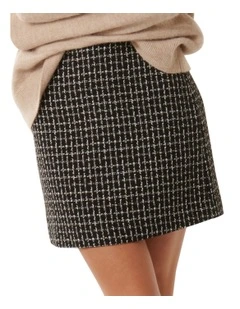 Chelsea Boucle Mini Skirt in Black Multi