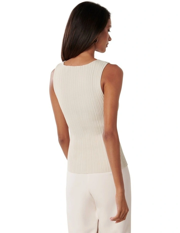 Evie Boat Neck Knit Tank Top in Grey image 2