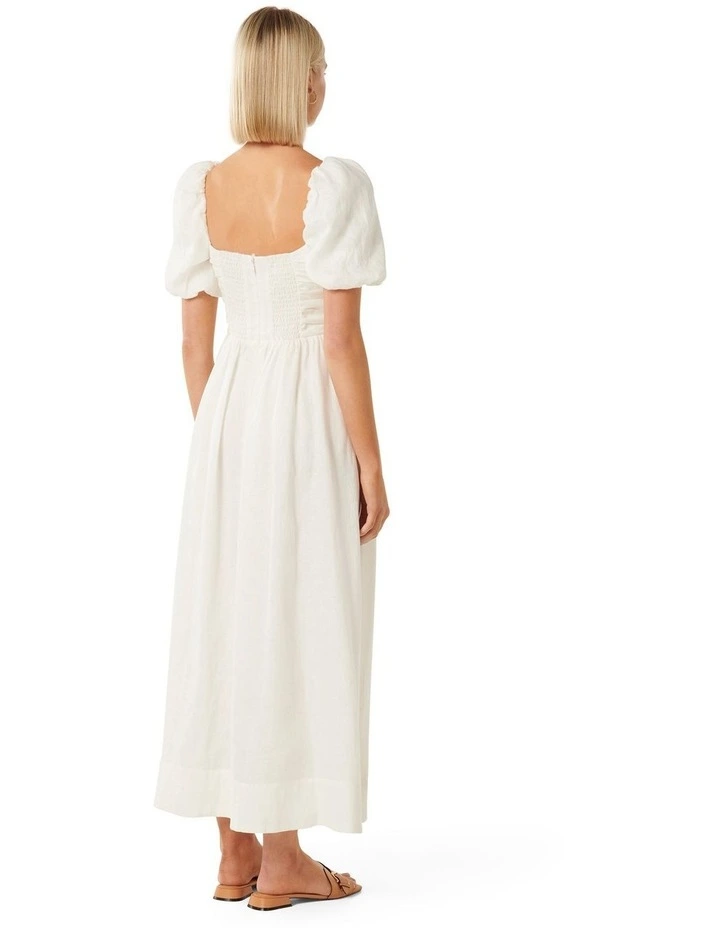 Destiny Ruched Bodice Midi Dress in White image 2