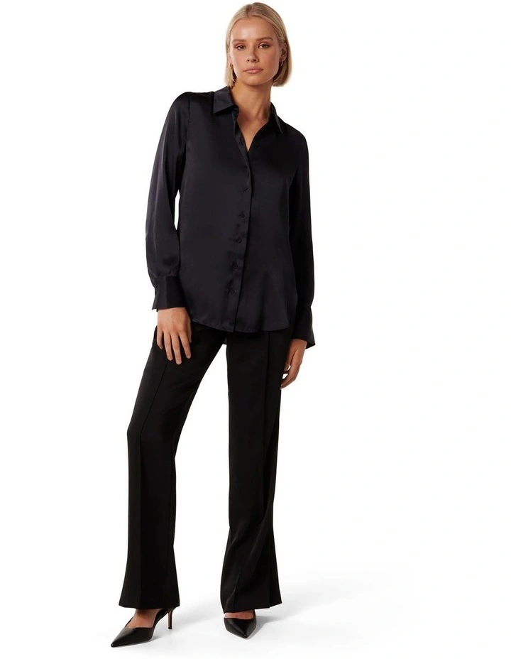 Charlize Satin Shirt in Night Blue image 5
