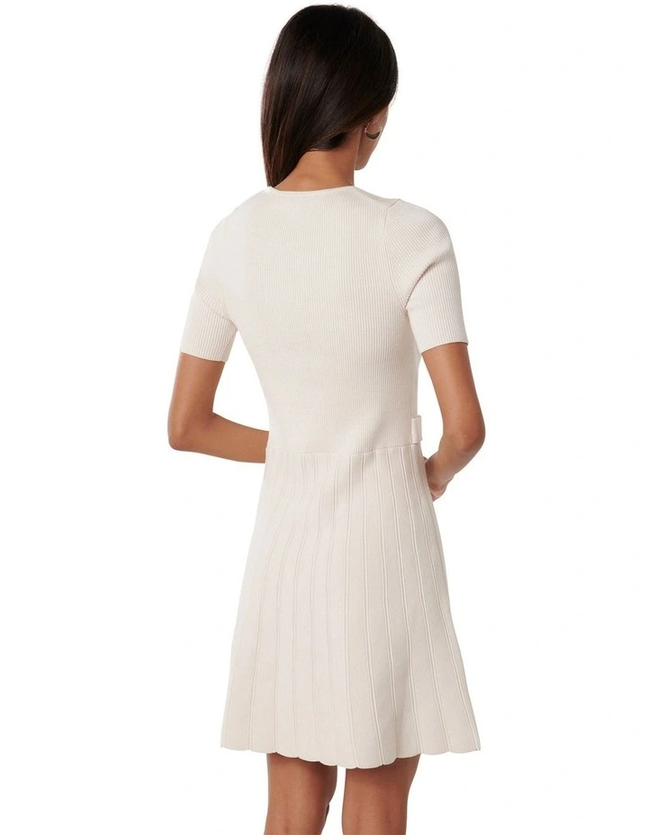Faye Knit Mini Dress in Cream image 2