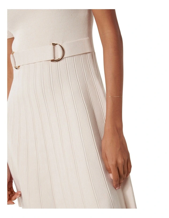 Faye Knit Mini Dress in Cream image 4