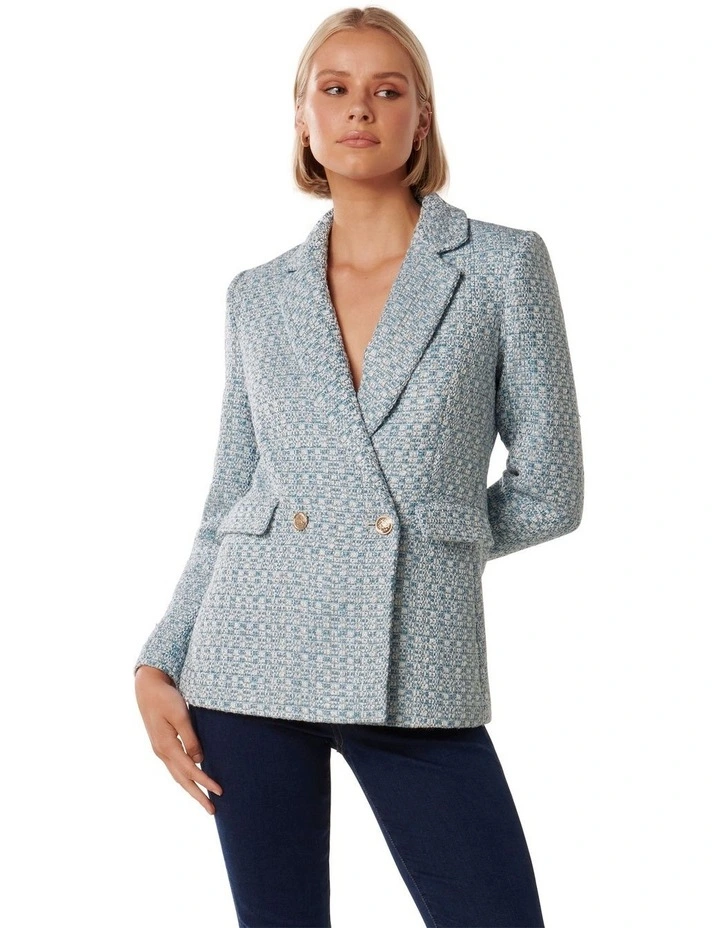 Skyla Boucle Co-ord Jacket in Blue image 1