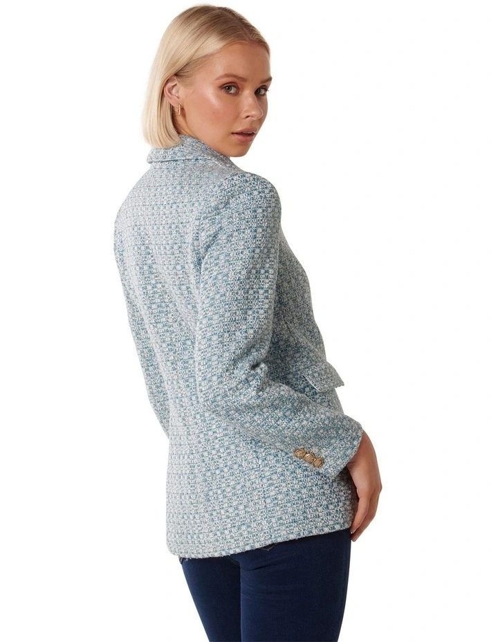 Skyla Boucle Co-ord Jacket in Blue image 2