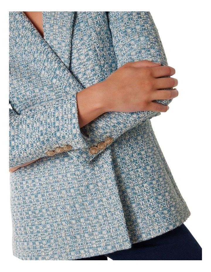 Skyla Boucle Co-ord Jacket in Blue image 4