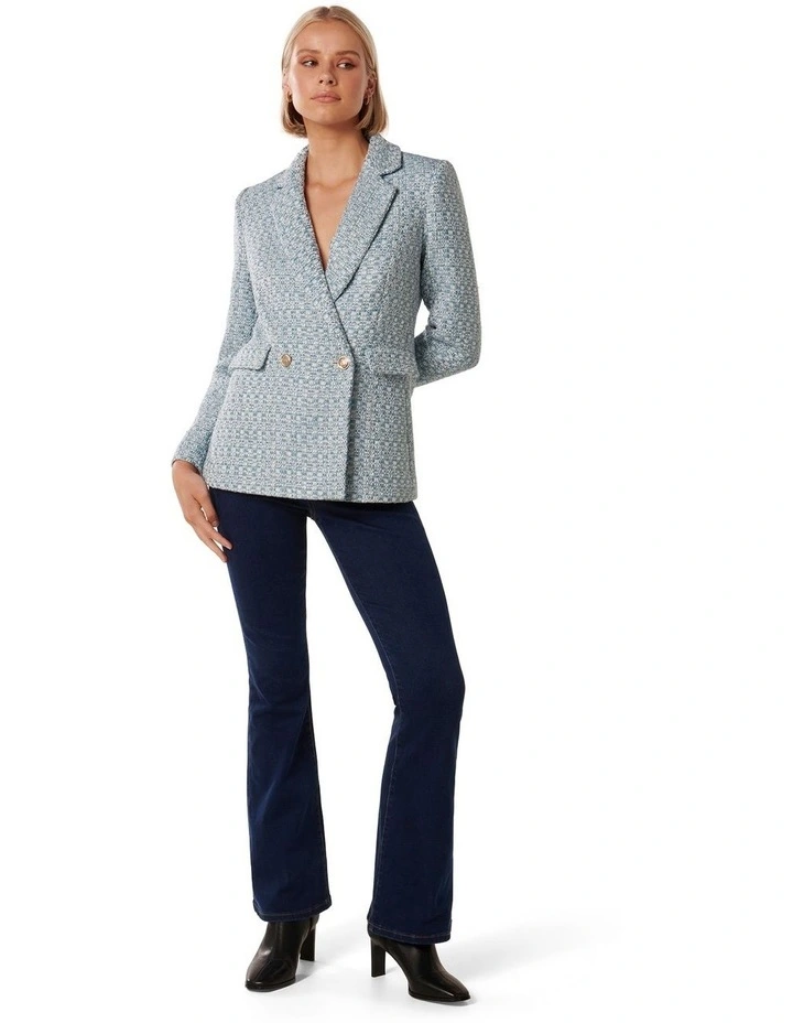 Skyla Boucle Co-ord Jacket in Blue image 5