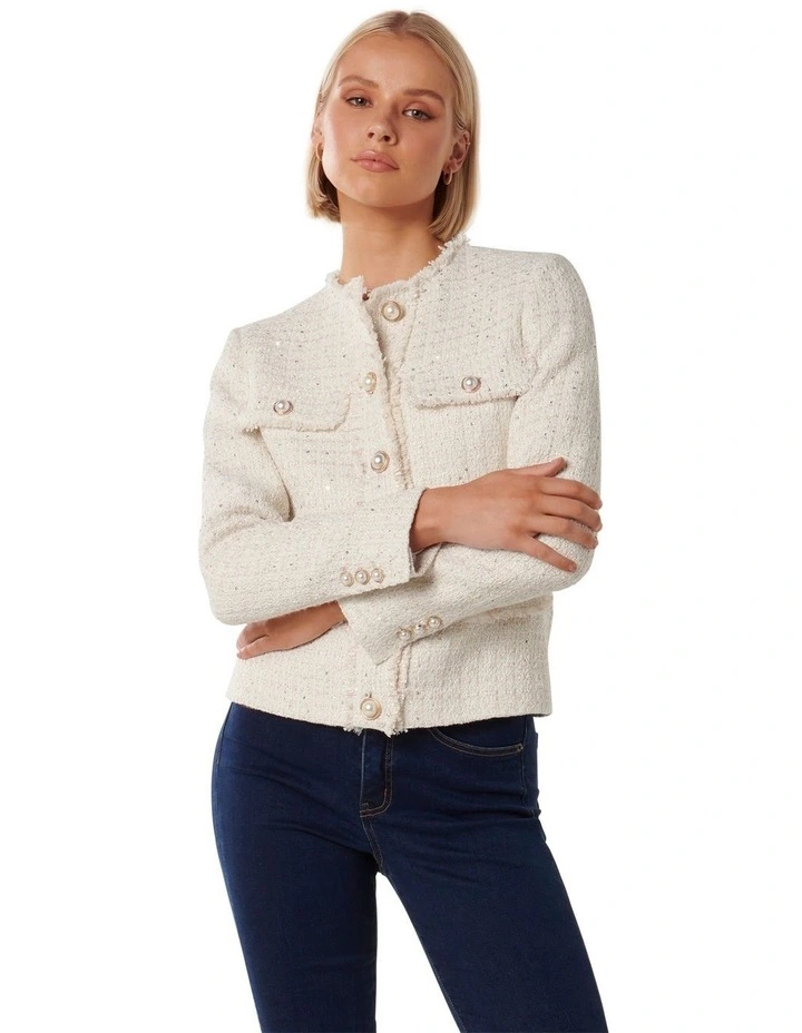 Cameron Boucle Jacket in Cream image 1