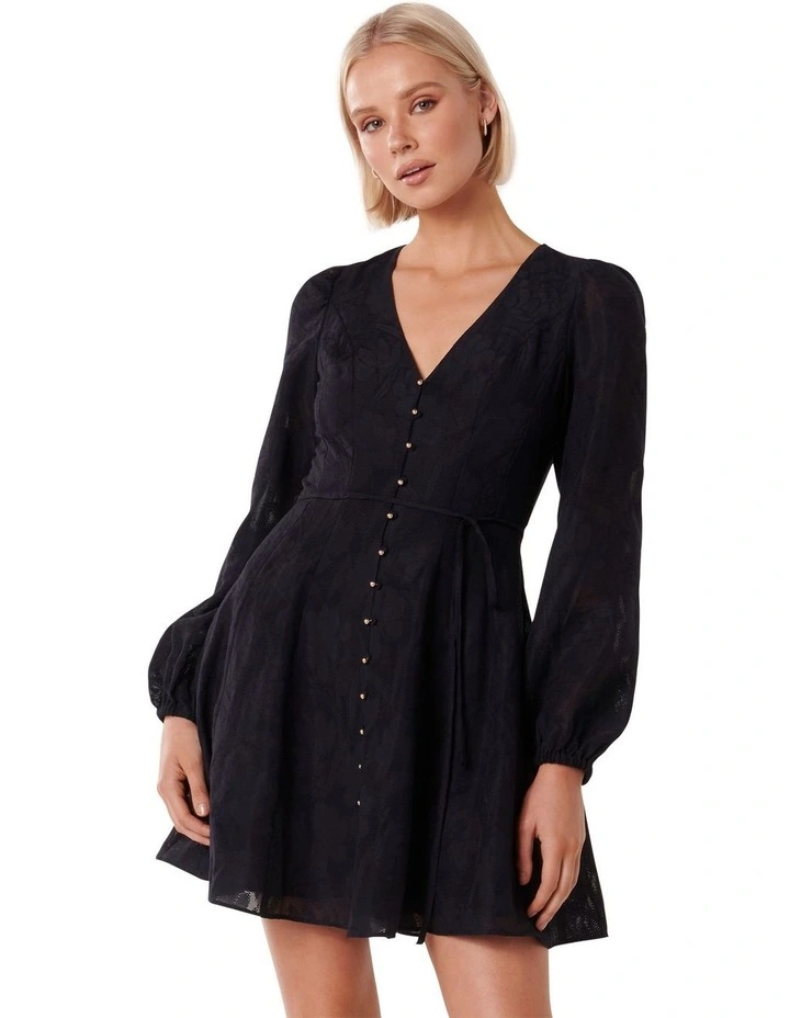 Carina Button Front Mini Dress in Navy image 1