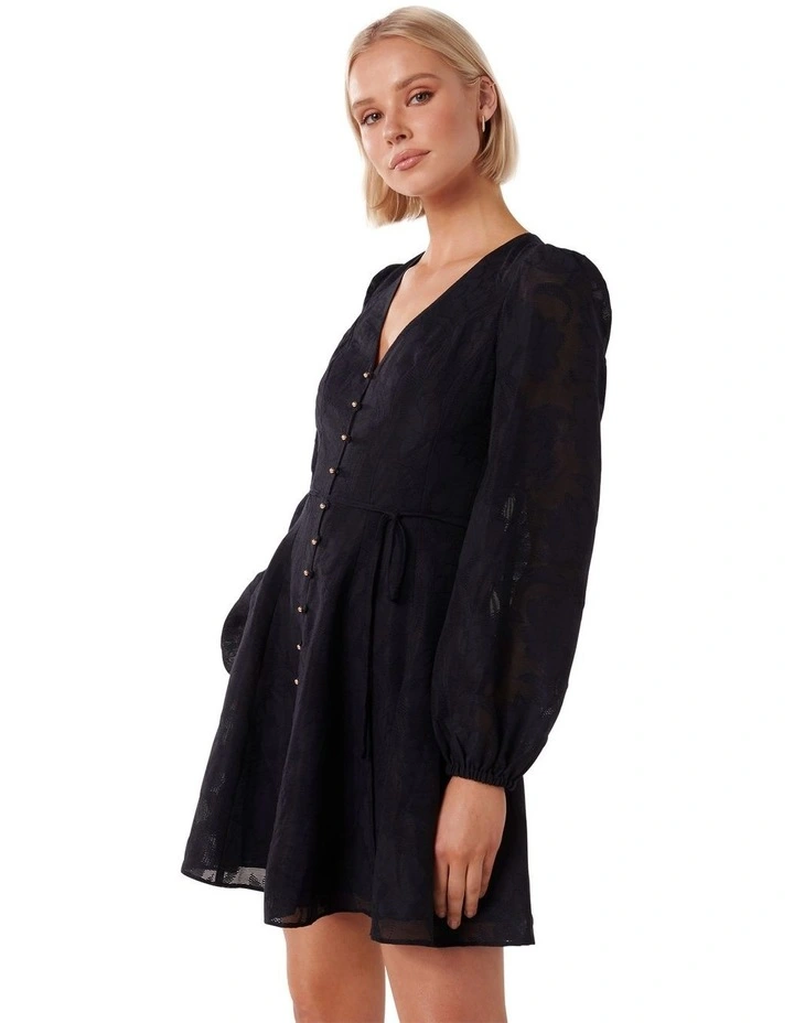 Carina Button Front Mini Dress in Navy image 3
