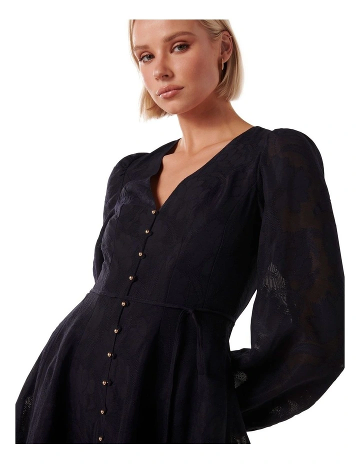 Carina Button Front Mini Dress in Navy image 4