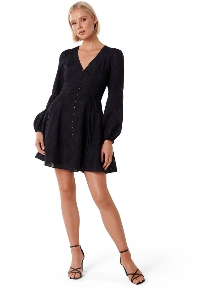 Carina Button Front Mini Dress in Navy image 5