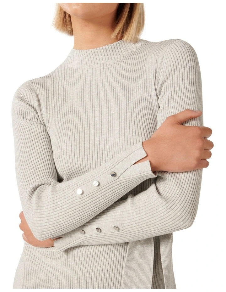 Lily Rib Column Knit Dress in Grey image 4