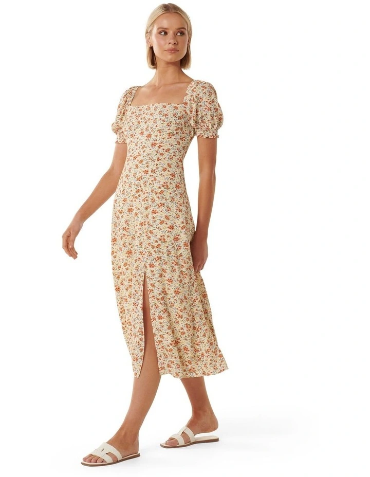 Brianna Printed Midi Dress in Yellow image 3