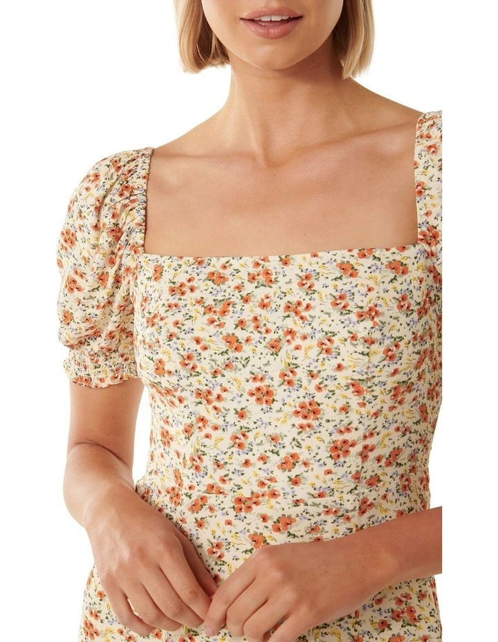 Brianna Printed Midi Dress in Yellow image 4