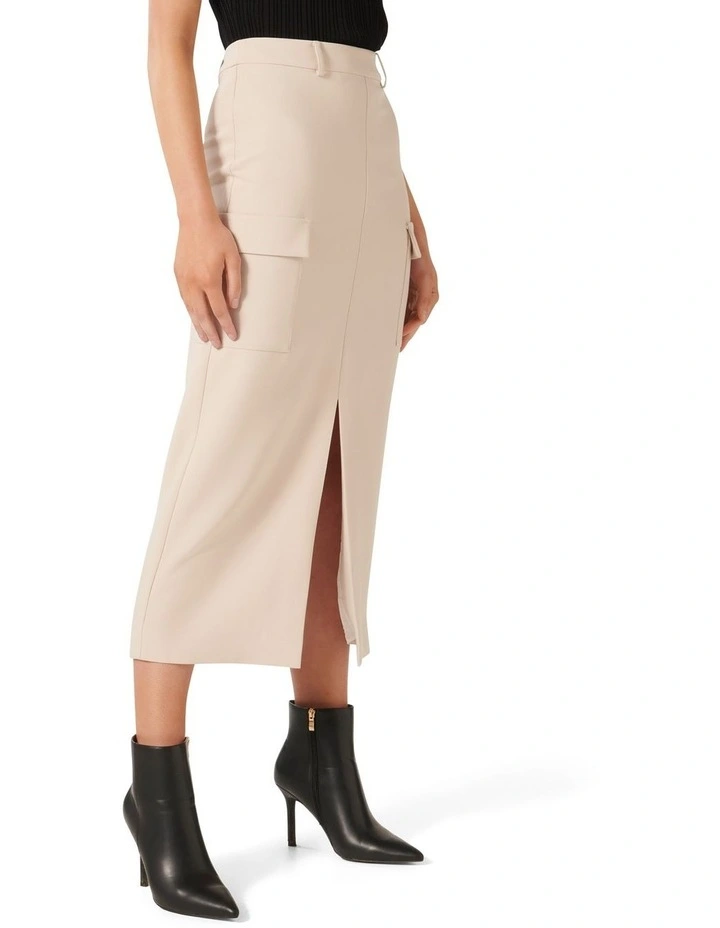 Carly Cargo Midi Skirt in Cream image 3