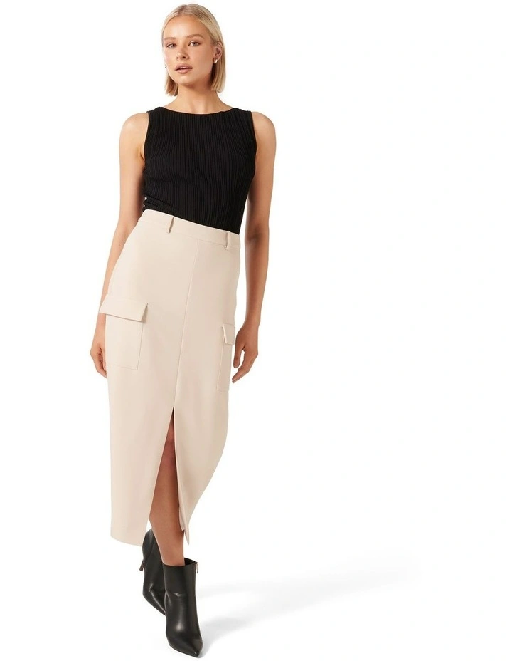 Carly Cargo Midi Skirt in Cream image 5