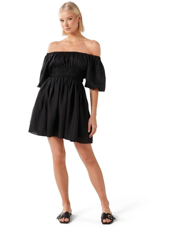 Forever New Mary-Jane Off Shoulder Mini Dress in Black | MYER