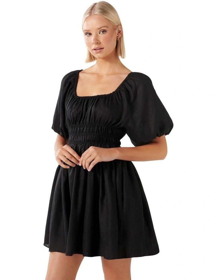 Forever New Mary-Jane Off Shoulder Mini Dress in Black | MYER