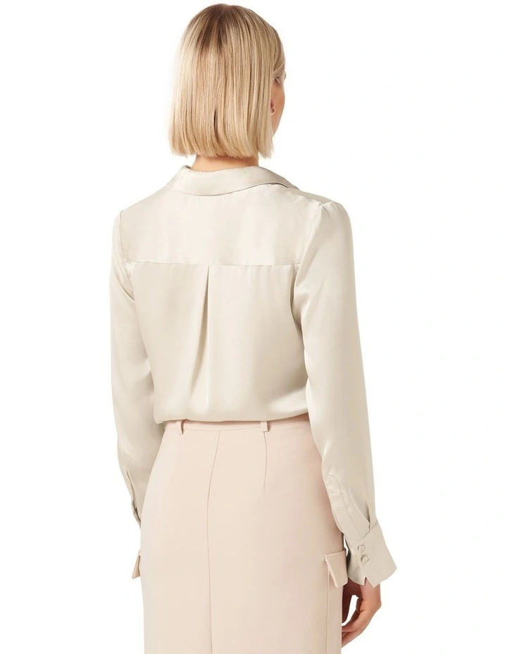 Charlize Satin Shirt in Cream image 2