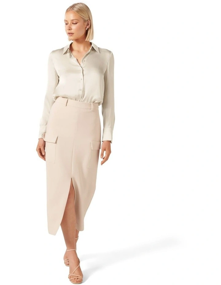 Charlize Satin Shirt in Cream image 5