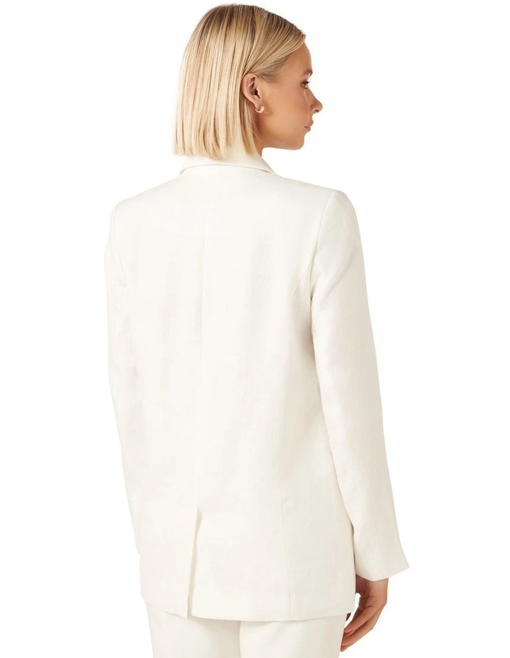 Lacey Linen Blazer in White image 2