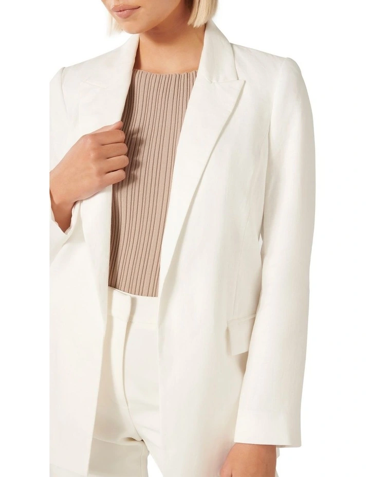 Lacey Linen Blazer in White image 4