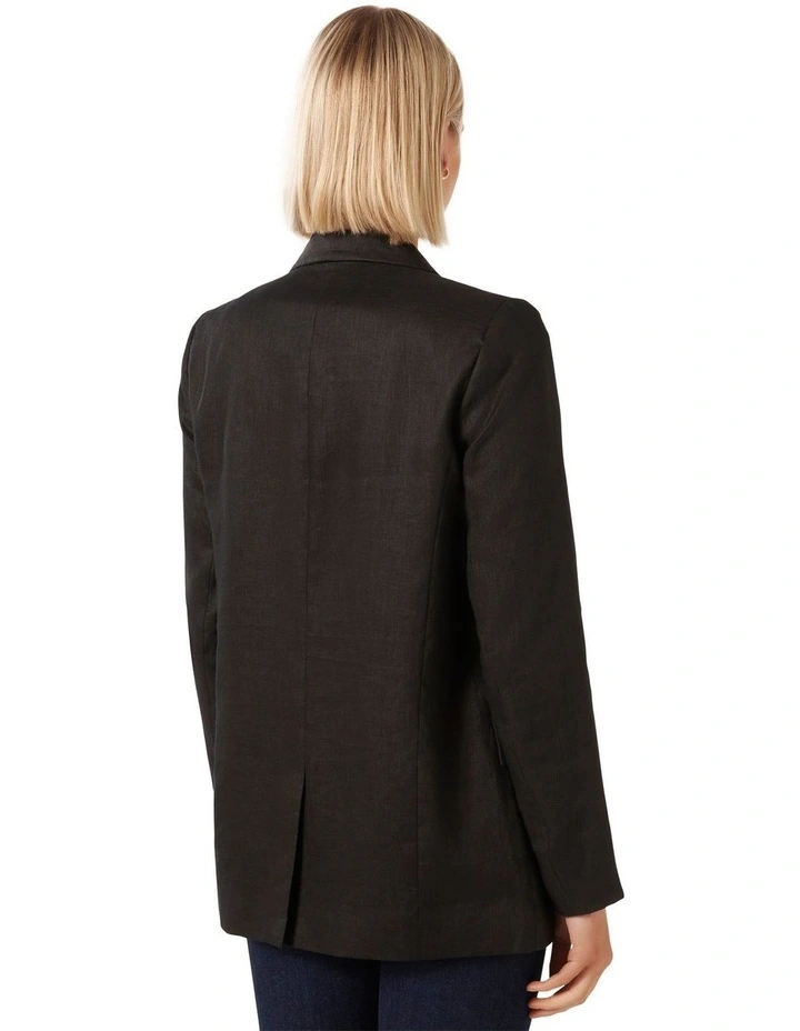 Lacey Linen Blazer in Black image 2
