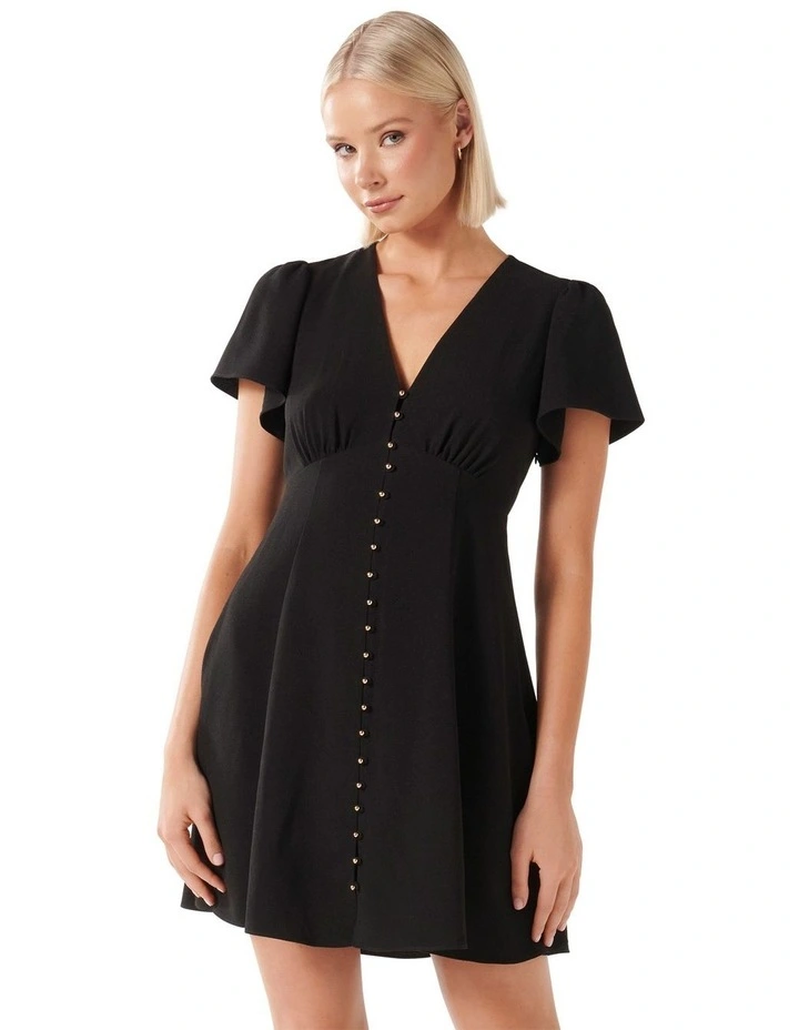 Elodie Flutter Sleeve Dress in Black image 1