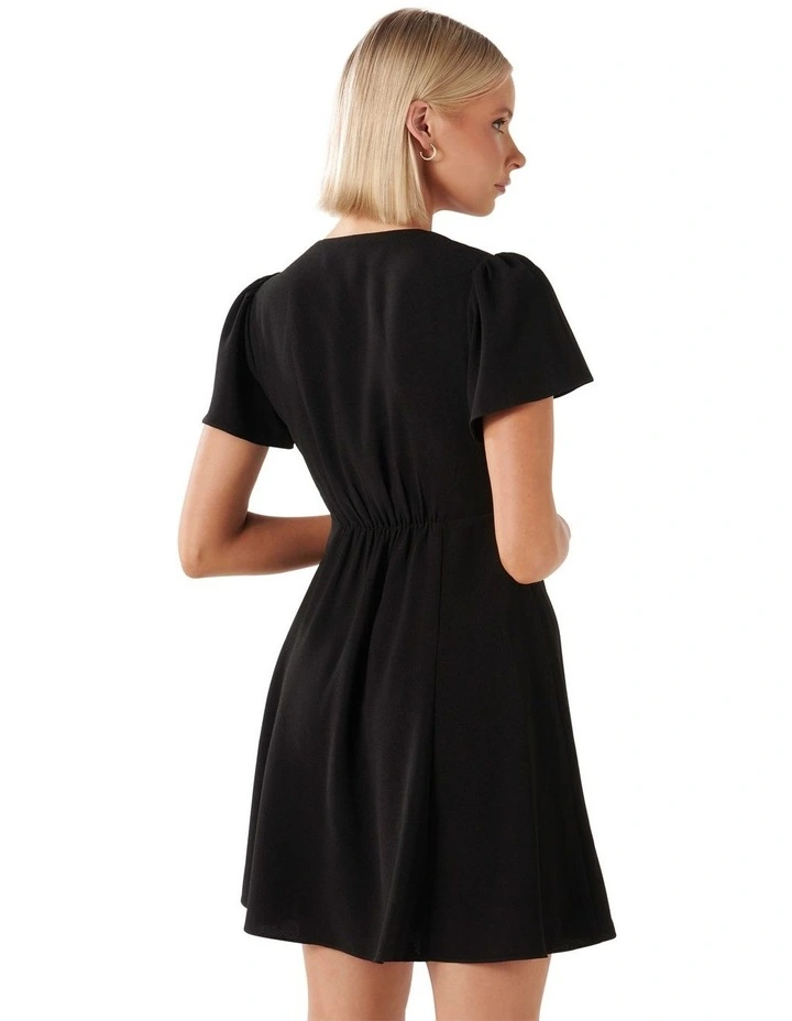 Elodie Flutter Sleeve Dress in Black image 2