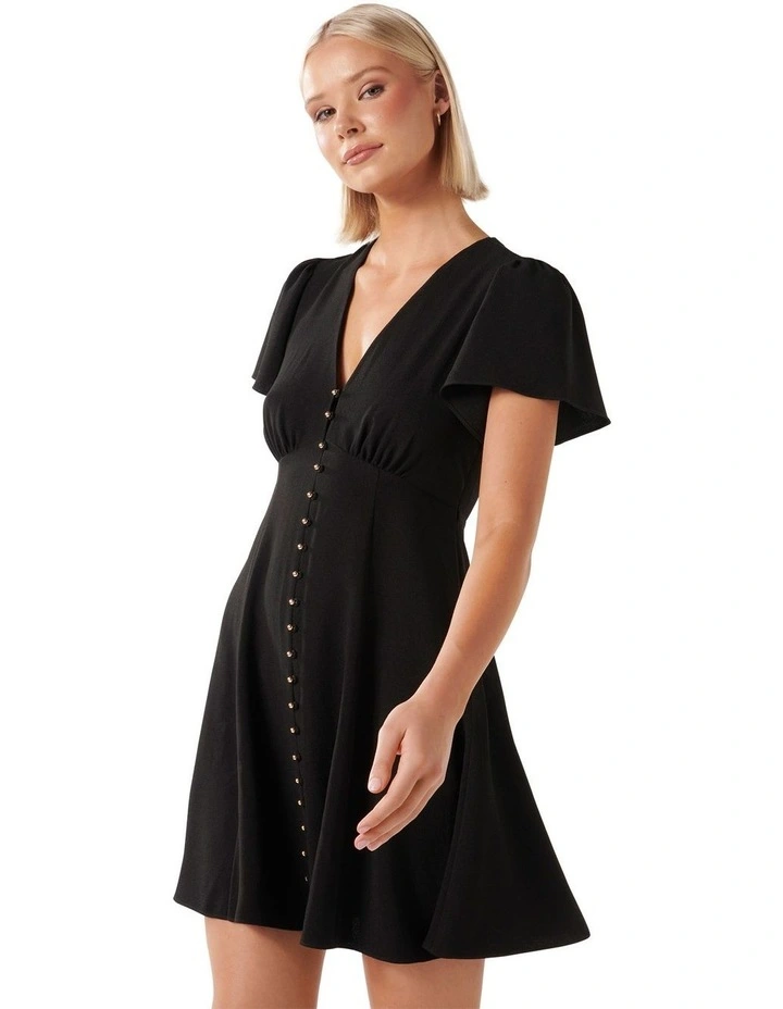 Elodie Flutter Sleeve Dress in Black image 3
